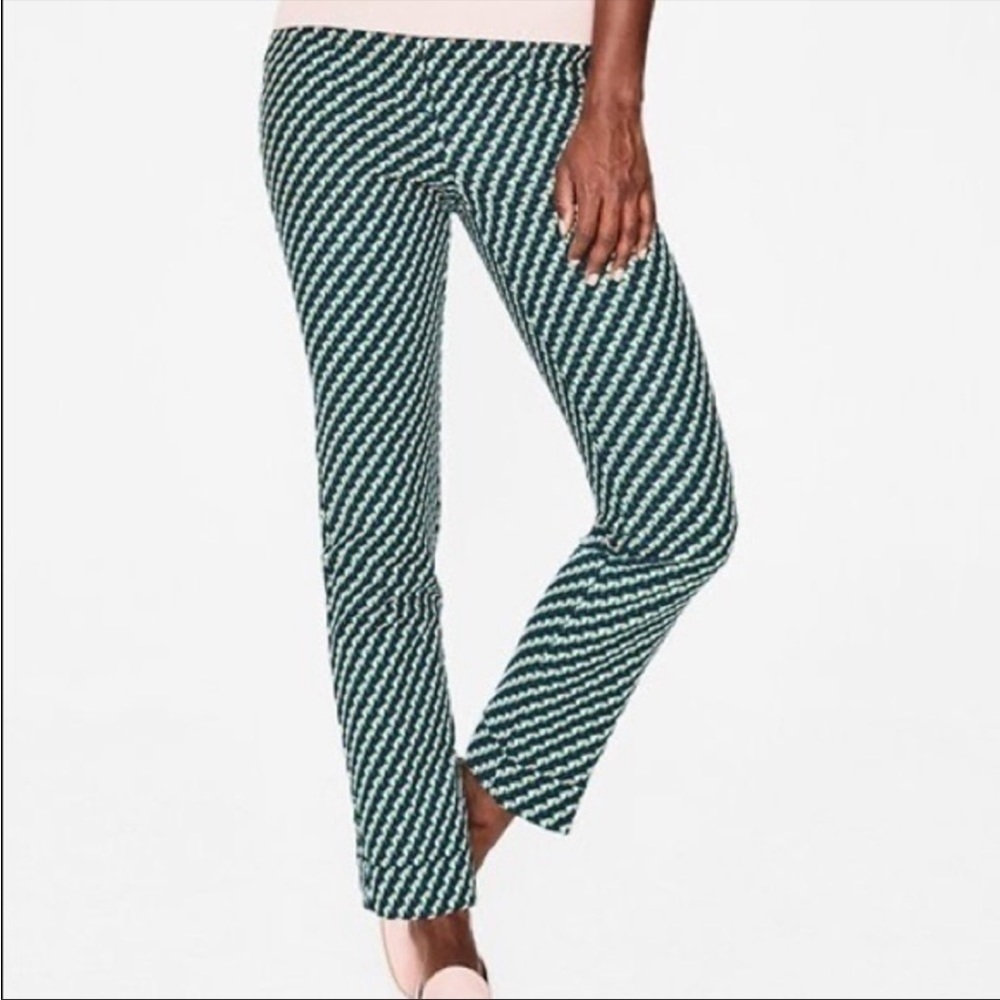 Boden Women’s True Green Geo Kensington Turn Up Trouser Pants US Size 2